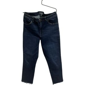 Wit & Wisdom Dark Denim Studded Ankle Cropped Jeans sz 10
